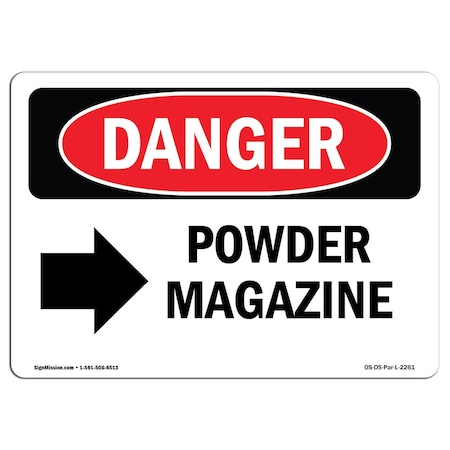 Signmission OSHA Sign, Powder Magazine Right Arrow, 5in X 3.5in Decal, 10PK, 3.5" W, 5" L, Landscape, PK10 OS-DS-D-35-L-2261-10PK